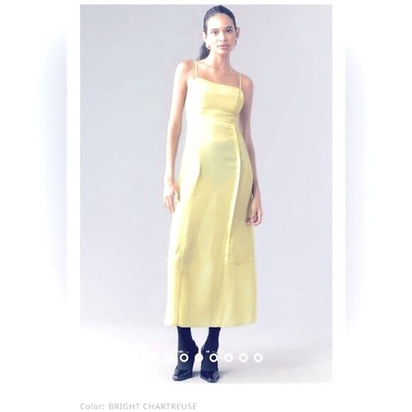 BY ANTHROPOLOGIE Y2K Fully Sheer Slip Dress Sz. 4 Chartreuse Feminine Coquette - Picture 12 of 12